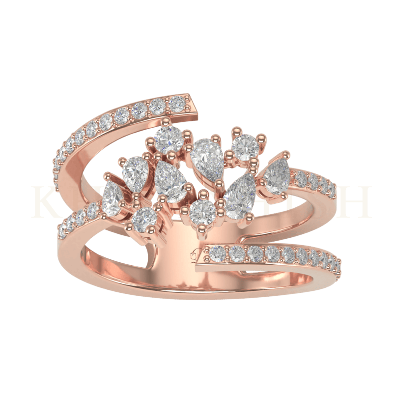 Top view of Majestic Diamond Band Ring  in rose gold.