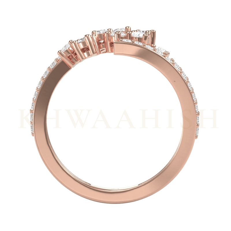 Front view of Majestic Diamond Band Ring  in rose gold.