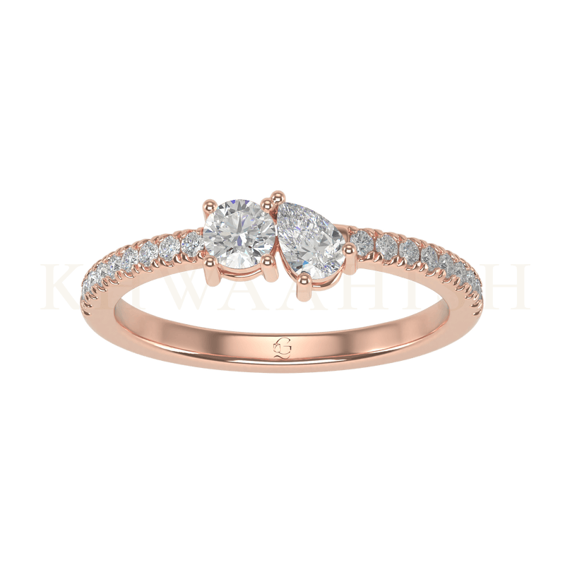 Top view of Charming Caress Diamond Band Ring  in rose gold.