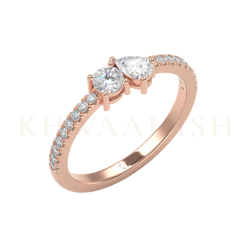 Slanting view of Charming Caress Diamond Band Ring  in rose gold.