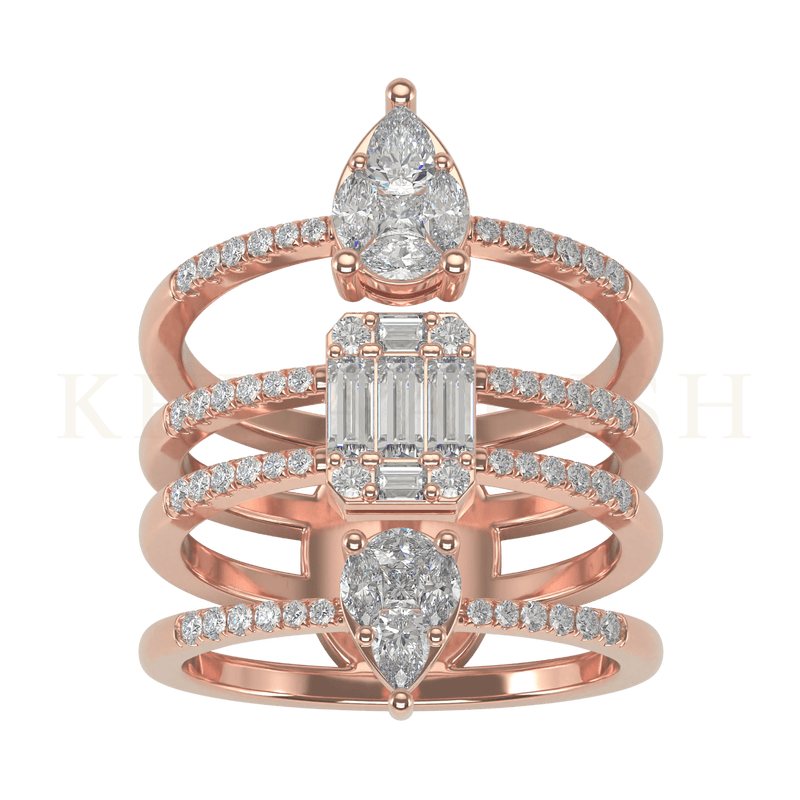 Top view of Swivelling Sparkle Diamond Band Ring  in rose gold.