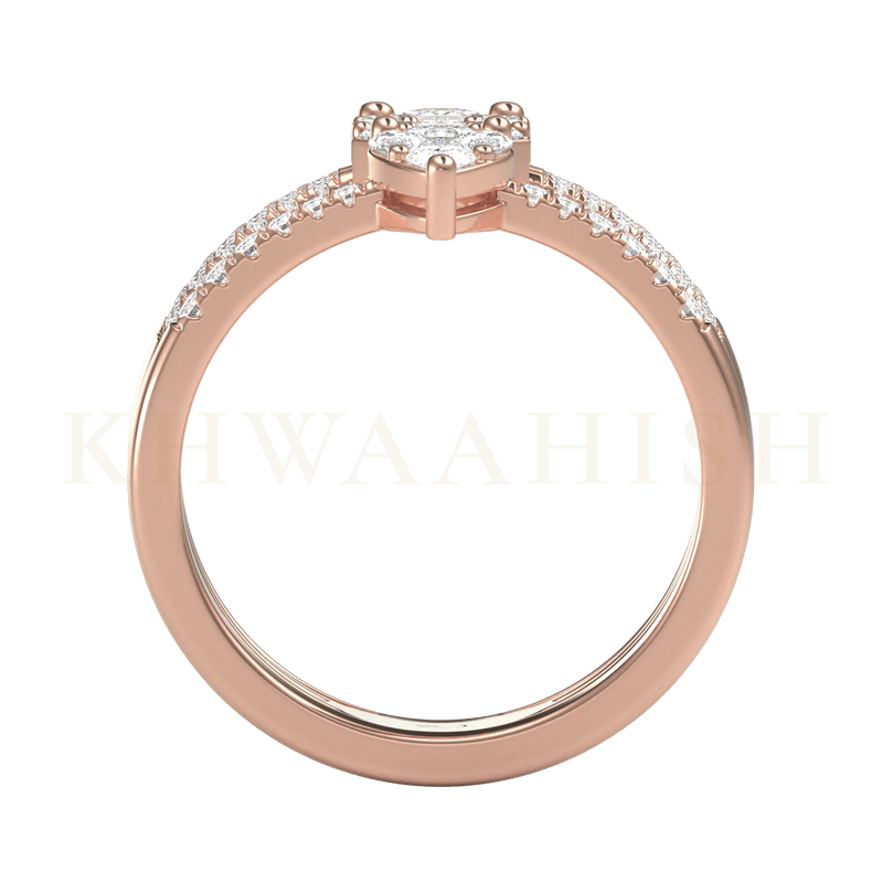Front view of Swivelling Sparkle Diamond Band Ring  in rose gold.