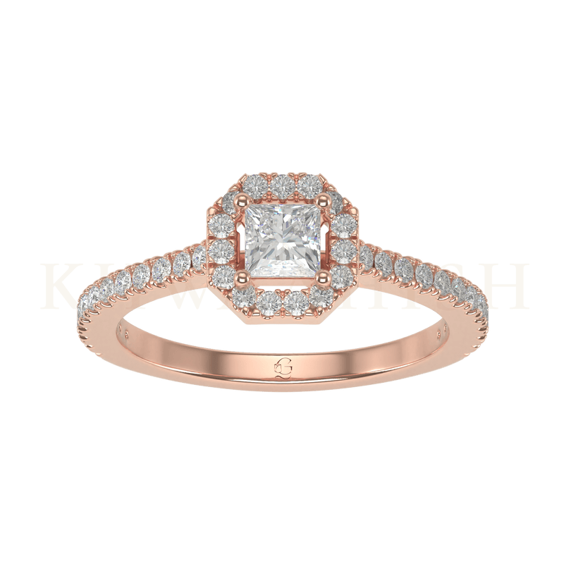 Top view of 0.30 ct Starry Splendour Princess Cut Solitaire Diamond Ring in rose gold.