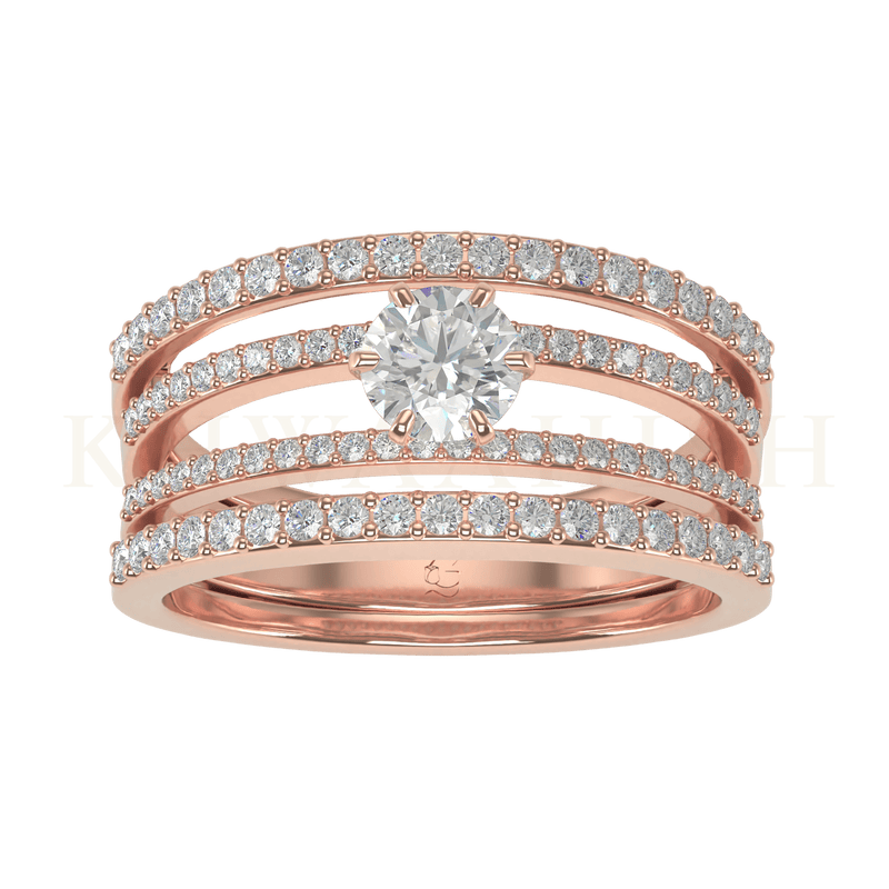 Top view of 0.30 Ct Charming Credence Solitaire Diamond Ring in rose gold.