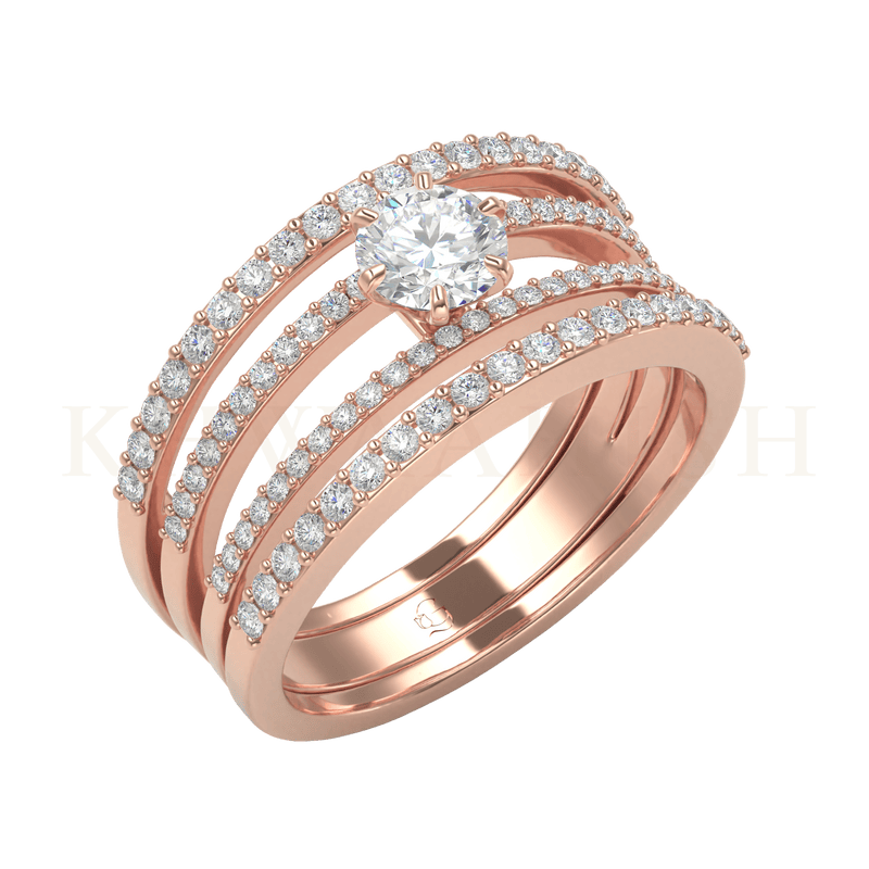 Slanting view of 0.30 Ct Charming Credence Solitaire Diamond Ring in rose gold.