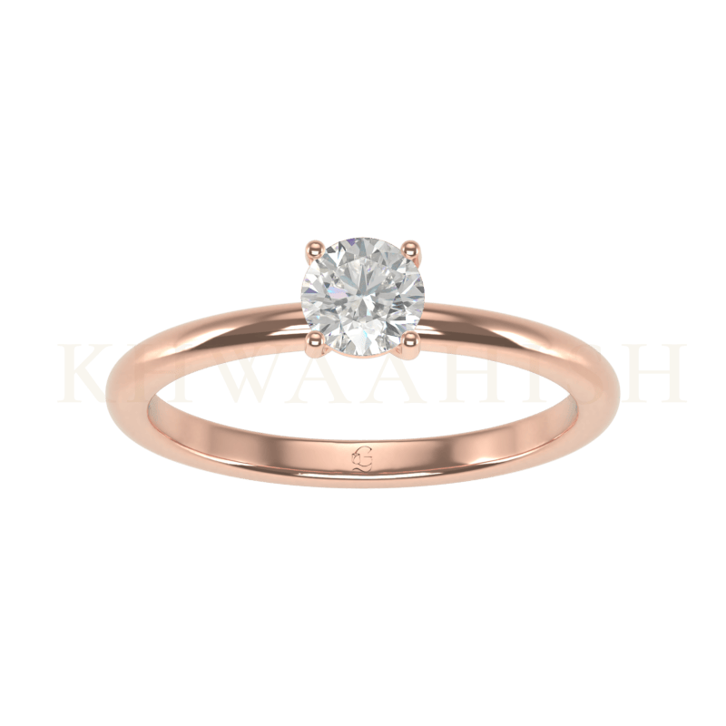 Top view of 0.40 ct Timeless Round Solitaire Diamond Ring in rose gold.