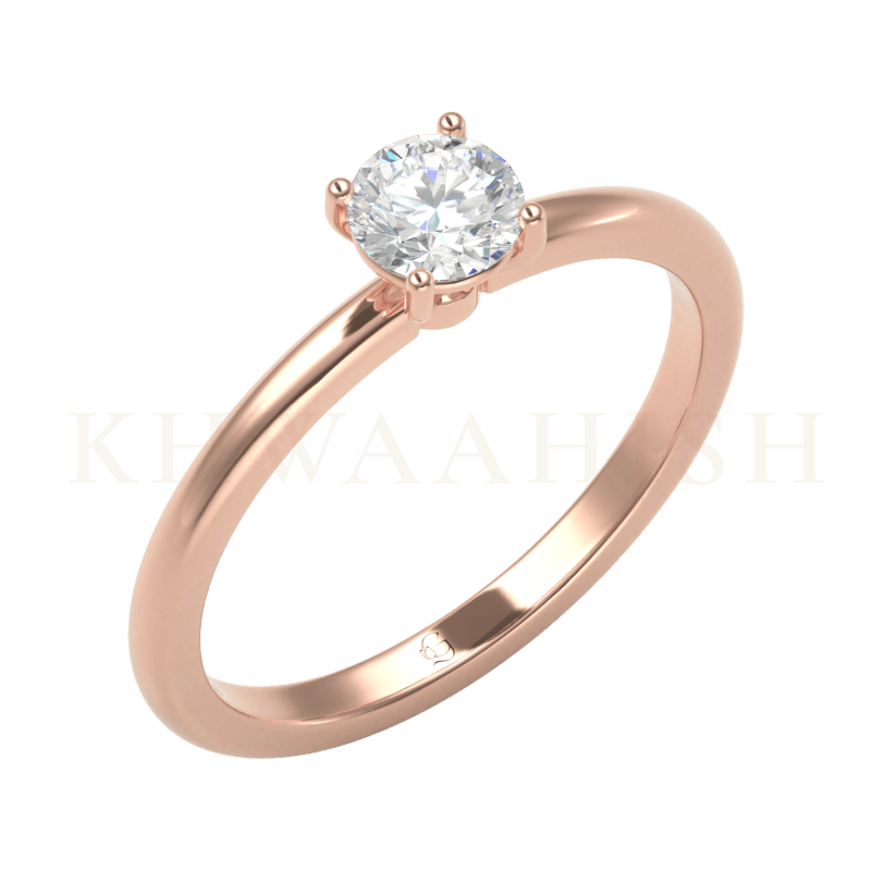Slanting view of 0.40 ct Timeless Round Solitaire Diamond Ring in rose gold.