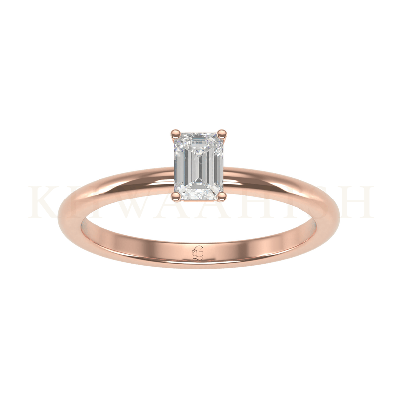 Top view of 0.40 ct Perennial Passion Emerald Cut Solitaire Diamond Ring in rose gold.