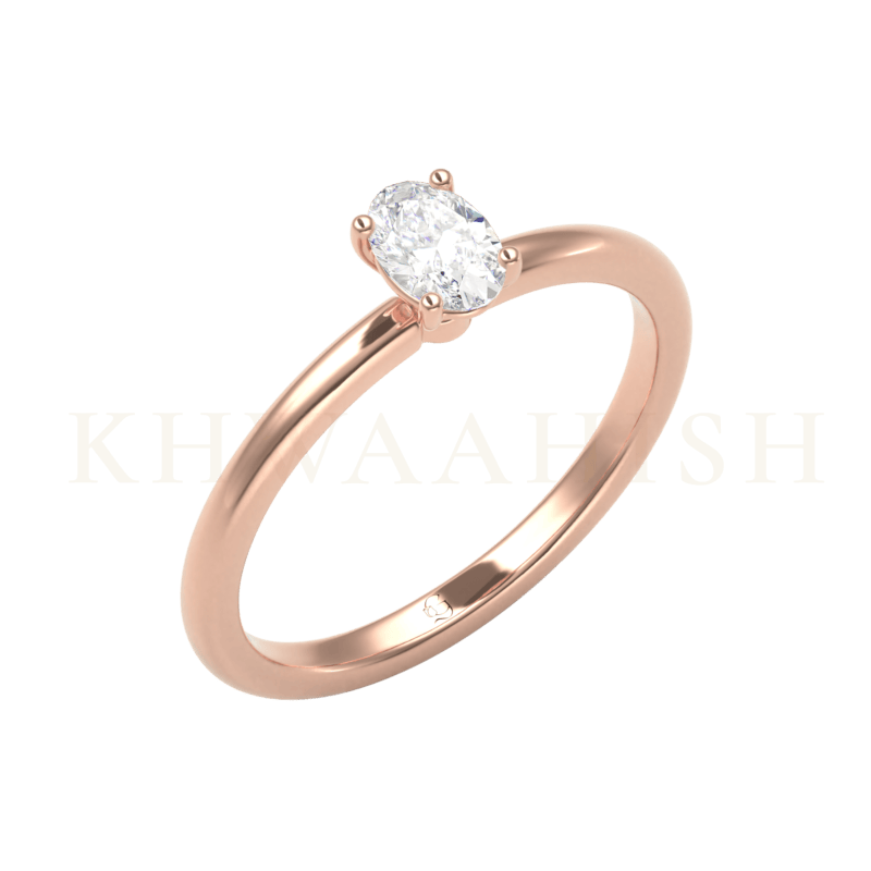 Slanting view of 0.40 ct Sweet Dreams Oval Solitaire Diamond Ring in rose gold.