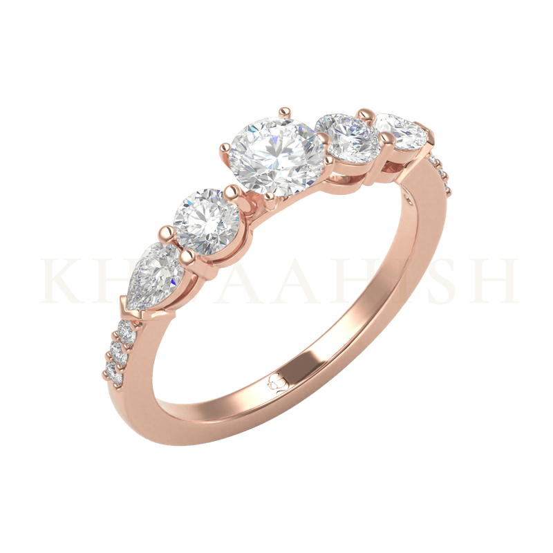 Slanting view of 0.40 ct Heaven's Beauty Round Solitaire Diamond Ring in rose gold.
