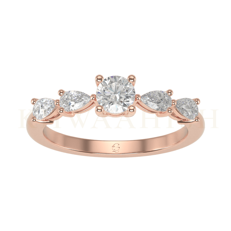 Top view of 0.30 ct Stars of Heaven Round Solitaire Diamond Ring  in rose gold.