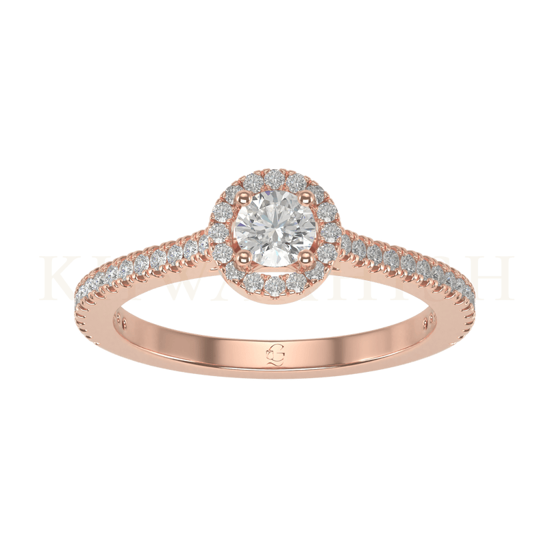 Top view of 0.25 ct Reina Radiance Round Solitaire Diamond Ring  in rose gold.