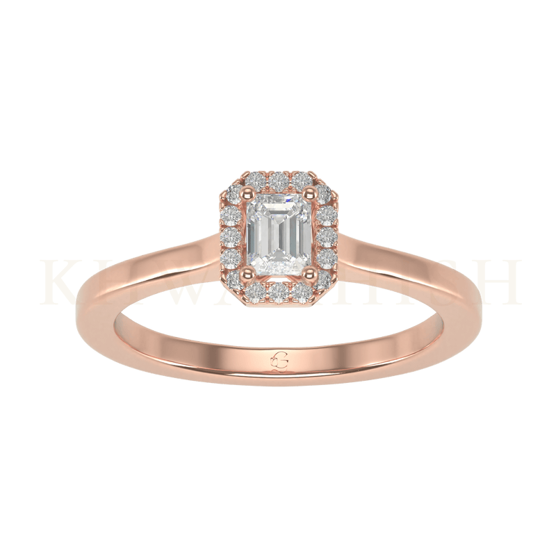 Top view of 0.25 ct Imperial Impressions Emerald Cut Solitaire Diamond Ring  in rose gold.