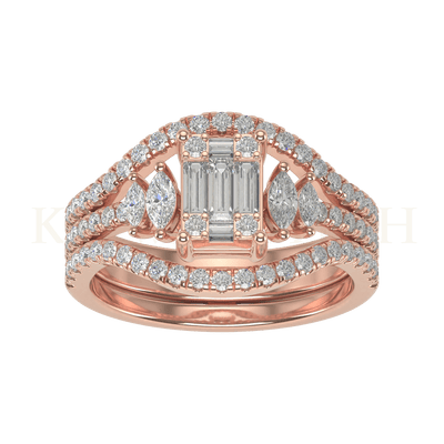 Top view of Royal Charisma Diamond Jacket Ring in rose gold.