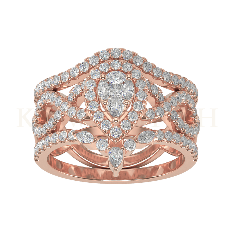 Top view of Dazzling Appeal Diamond Jacket Ring in rose gold.