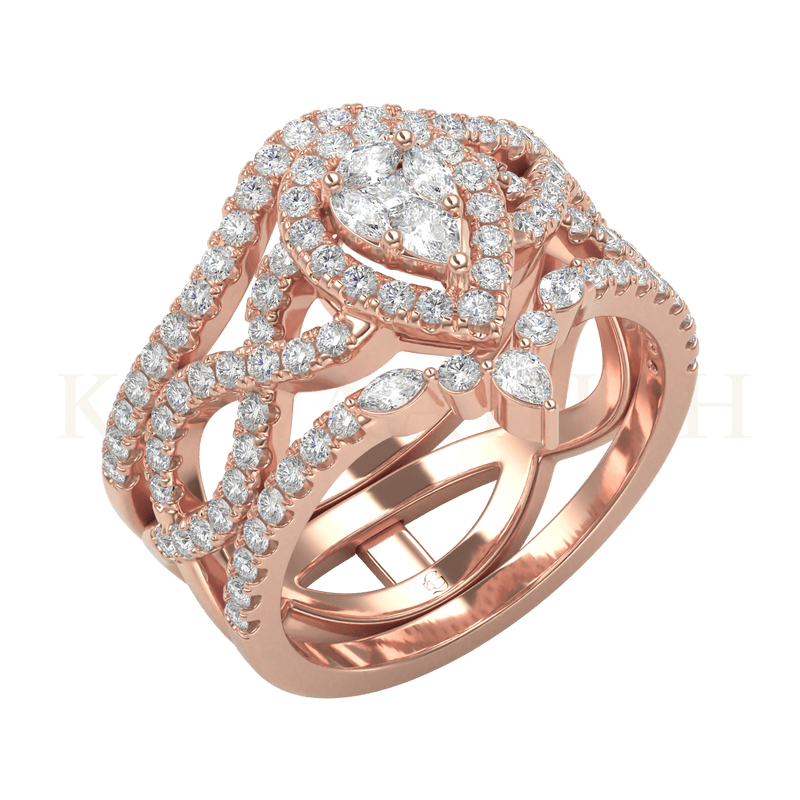 Slanting top view of Dazzling Appeal Diamond Jacket Ring in rose gold.