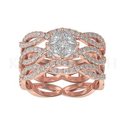 Top view of Royal Splendour Diamond Jacket Ring in rose gold.