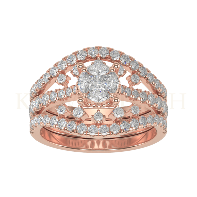 Top view of Ethereal Elegance Diamond Jacket Ring in rose gold.