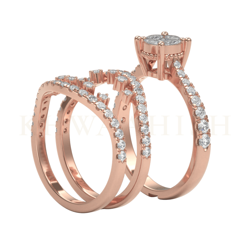 Side view of Ethereal Elegance Diamond Jacket Ring in rose gold.