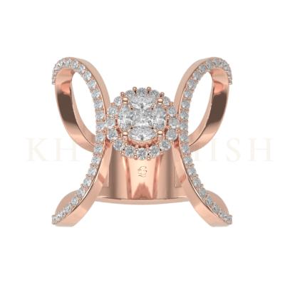 Top view of Royal Grace Solitaire Look Diamond Ring in rose gold.