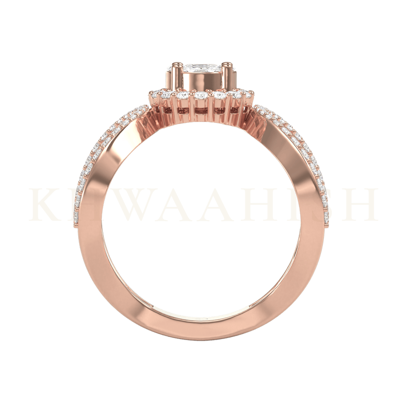 Front view of Royal Grace Solitaire Look Diamond Ring in rose gold.