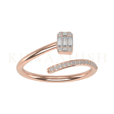 Top view of Glittering Embrace Diamond Cuff Ring  in rose gold.