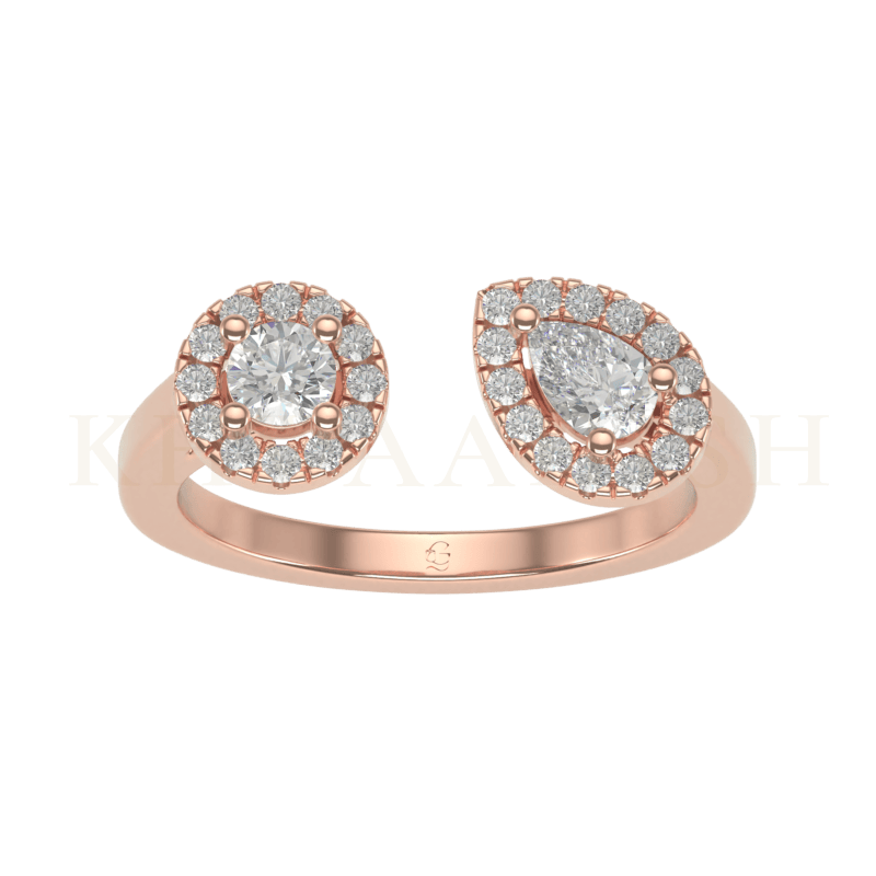 Top view of Luring Looks Diamond Cuff Ring  in rose gold.