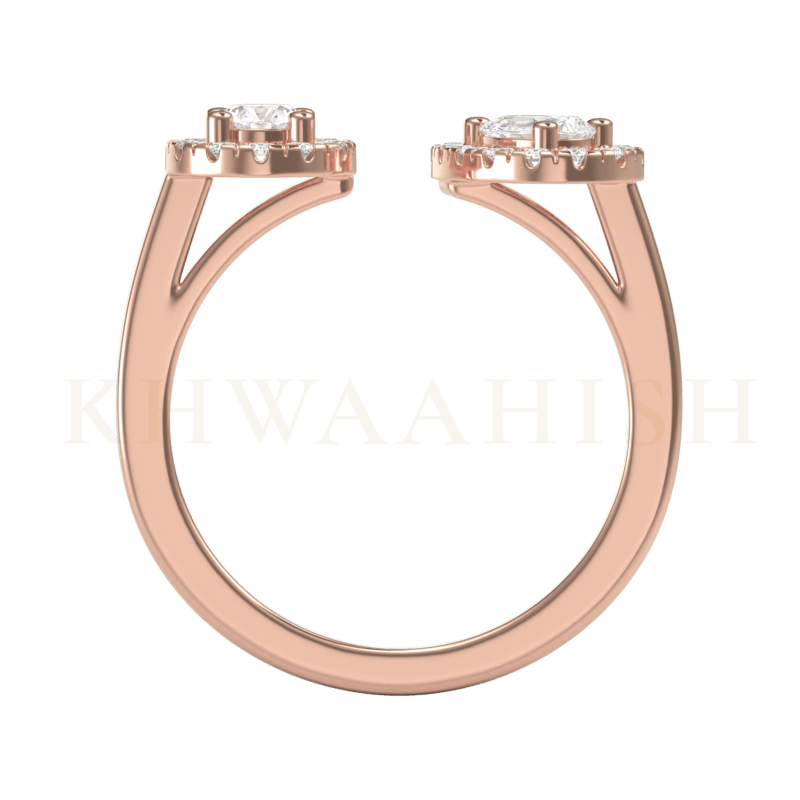 Front view of Luring Looks Diamond Cuff Ring  in rose gold.