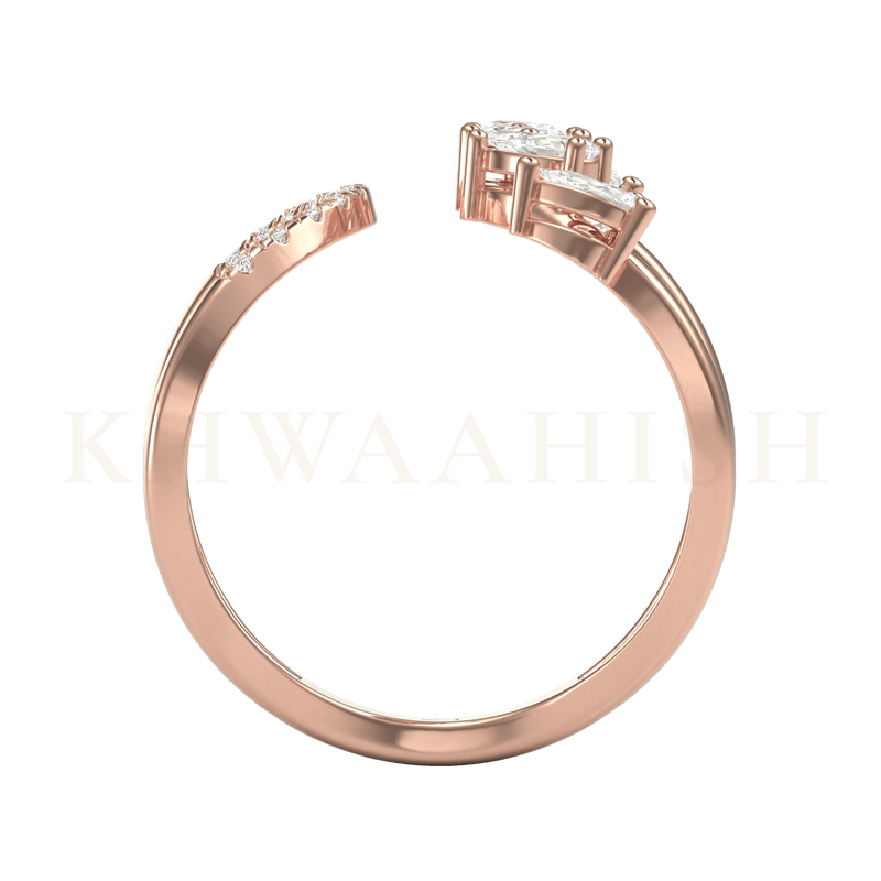 Front view of Twines of Blossom Diamond Cuff Ring  in rose gold.