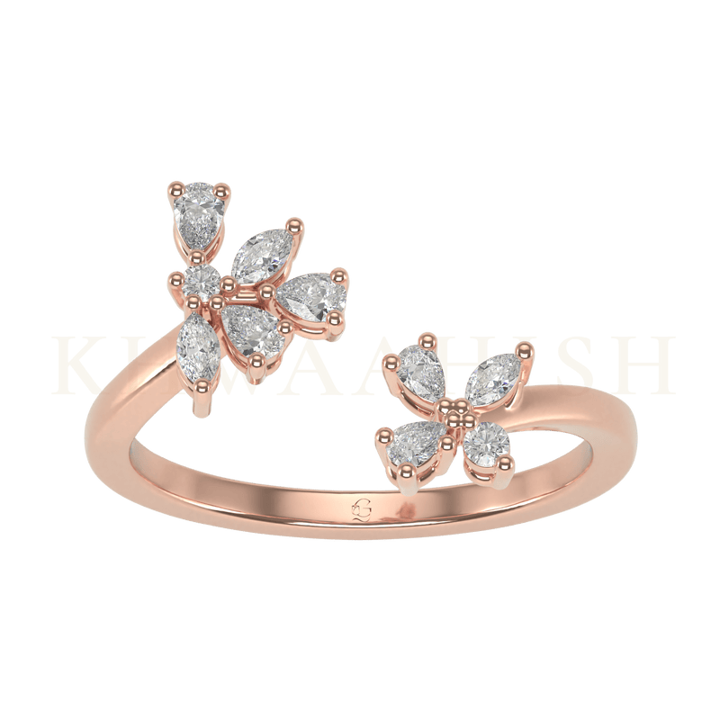 Top view of Glorious Forest Vine Diamond Cuff Ring in rose gold.