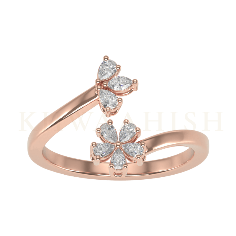 Top view of Vivacious Diamond Cuff Ring in rose gold.
