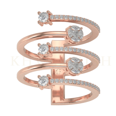 Top view of Enchanting Diamond Cuff Ring in rose gold.