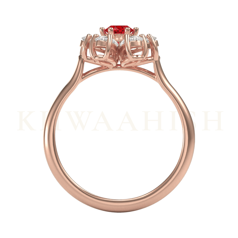 Front view of Floral Fantasy Gemstone Diamond Ring in rose gold.