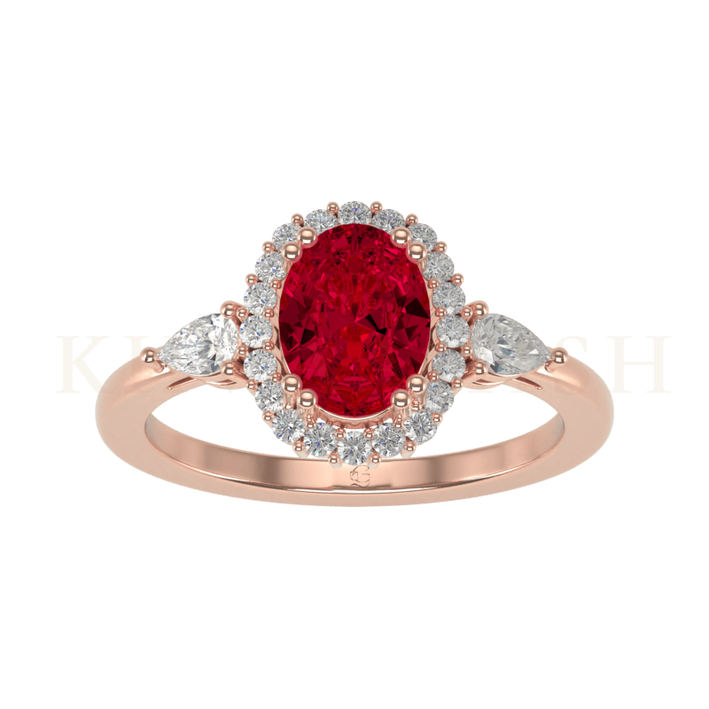 Top view of Stunning Splendour Gemstone Diamond Ring in rose gold.