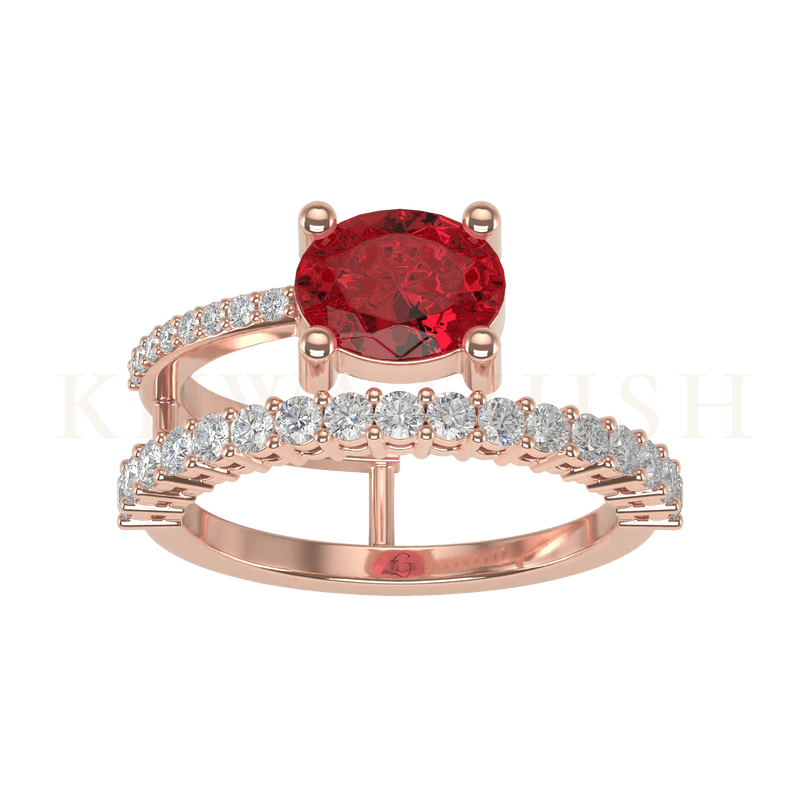Top view of Charming & Chic Gemstone Diamond Ring in rose gold.