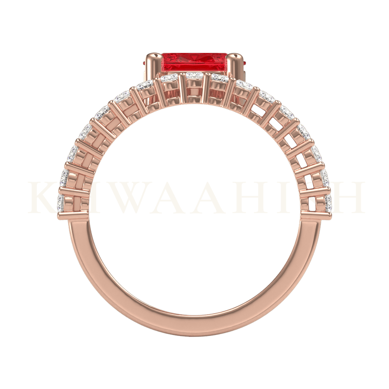 Front view of Charming & Chic Gemstone Diamond Ring in rose gold.