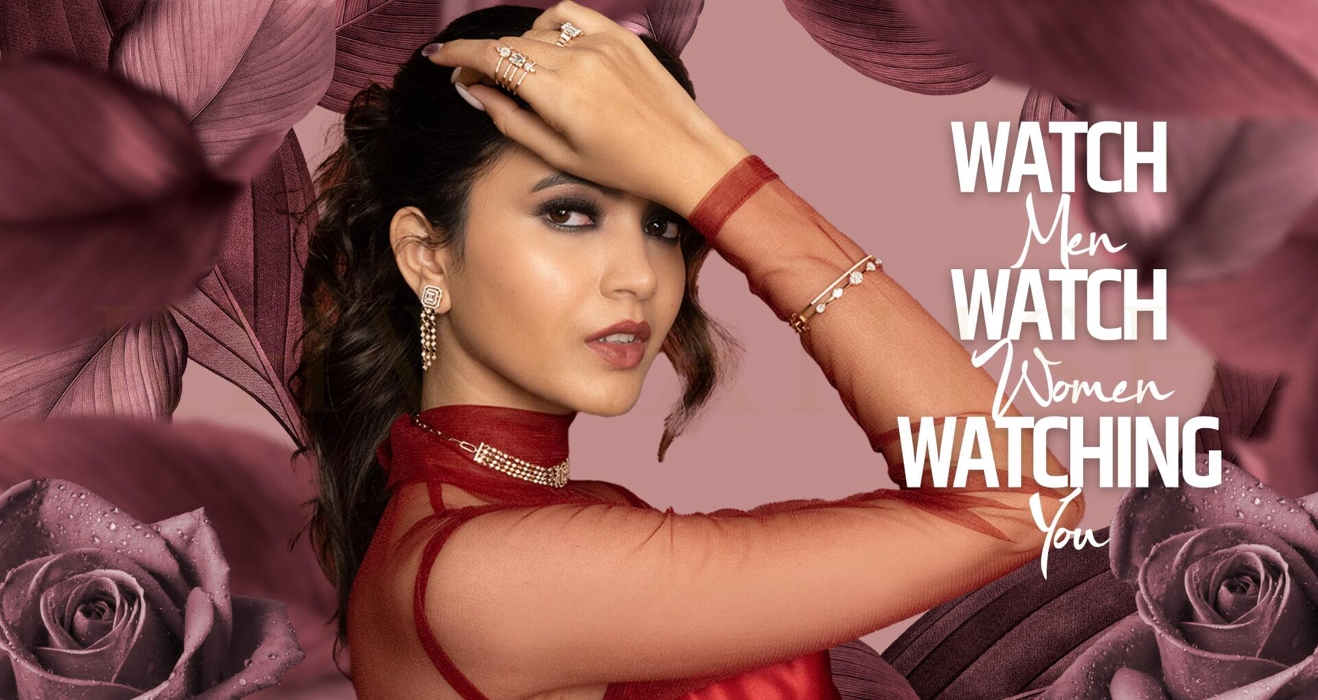 A modern woman poses with trendy diamond jewellery from the Gulz collection of Khwaahish.