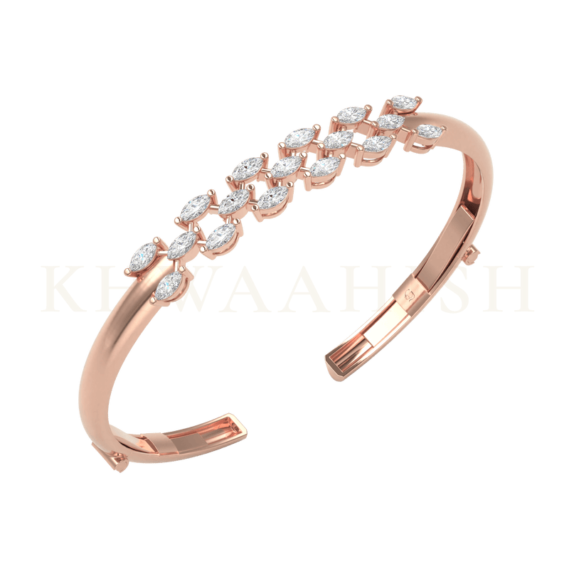 Slanting view of Charming Appeal Oval Diamond Bracelet in rose gold.
