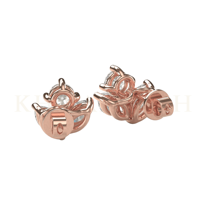 Back view of Desireful Radiance Diamond Stud Earrings in rose gold.