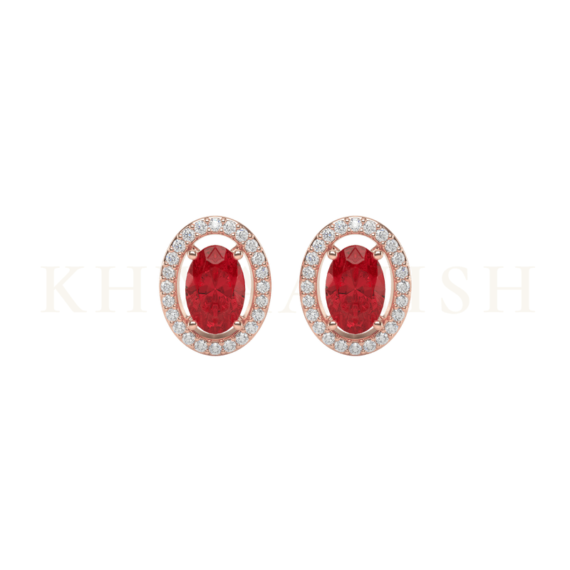 Front view of Cheerful Radiance Diamond Stud Earrings in rose gold.