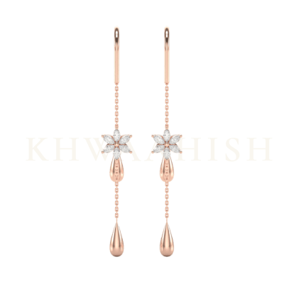 Front view of Charming Allure Diamond Sui Dhaga Earrings in rose gold.