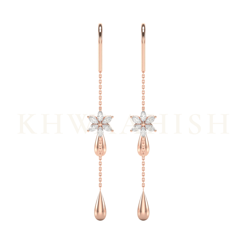Front view of Charming Allure Diamond Sui Dhaga Earrings in rose gold.