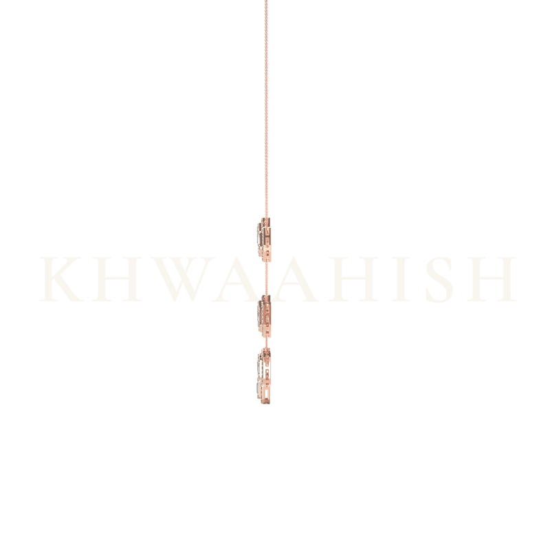 Side view of Soulful Symmetry Single Line Diamond Necklace in rose gold.
