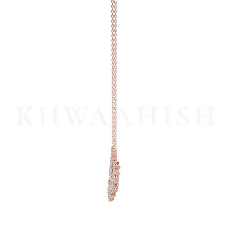 Side view of Desirous Sparkles Single Line Diamond Necklace in rose gold.