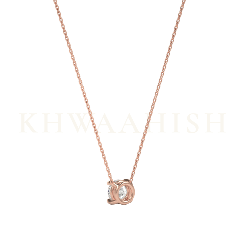 Back view of 0.25 ct Heavenly Orb Solitaire Diamond Necklace in rose gold.