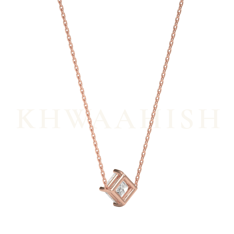 Back view of 0.40 ct Iconic Charm Solitaire Diamond Necklace in rose gold.