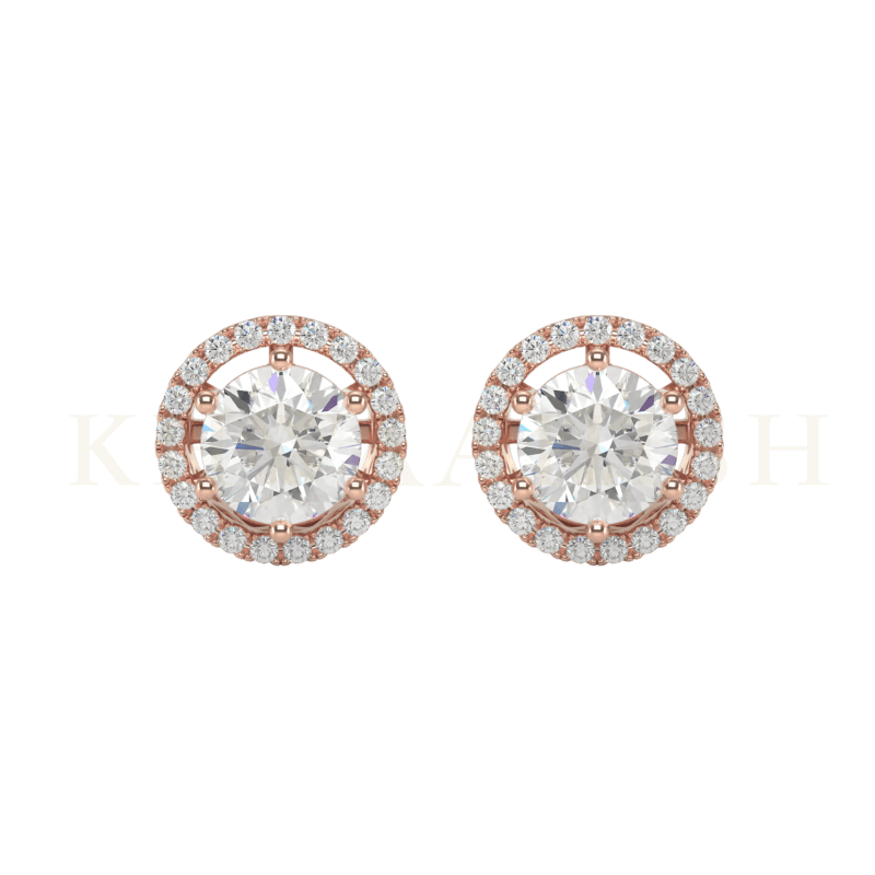 Front view of 0.50 ct Radiant Rotund Diamond Stud Earrings in rose gold.