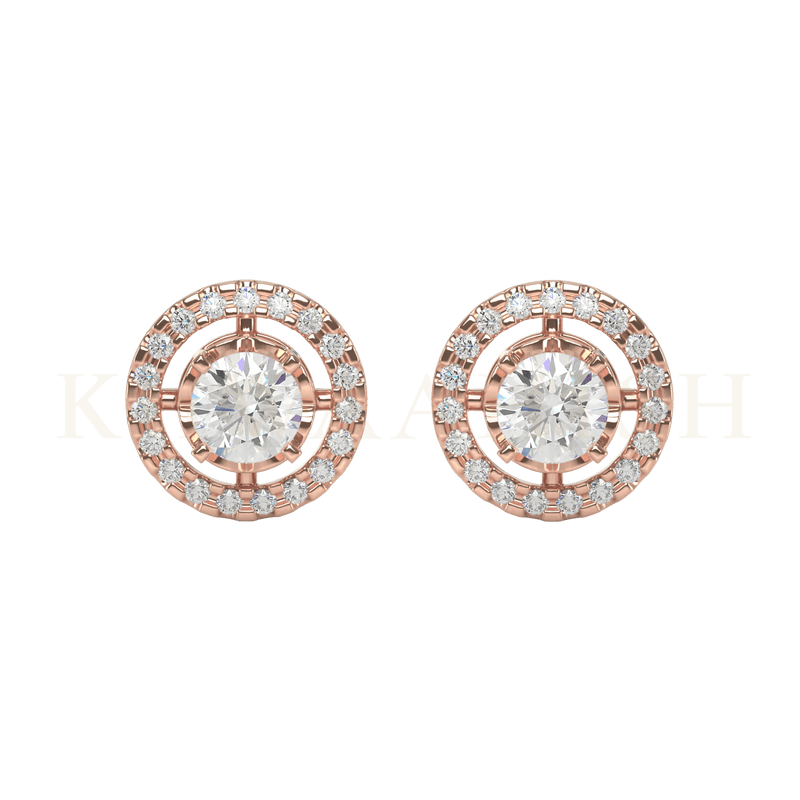 Front view of 0.25 ct Star of Athens Diamond Stud Earrings in rose gold.