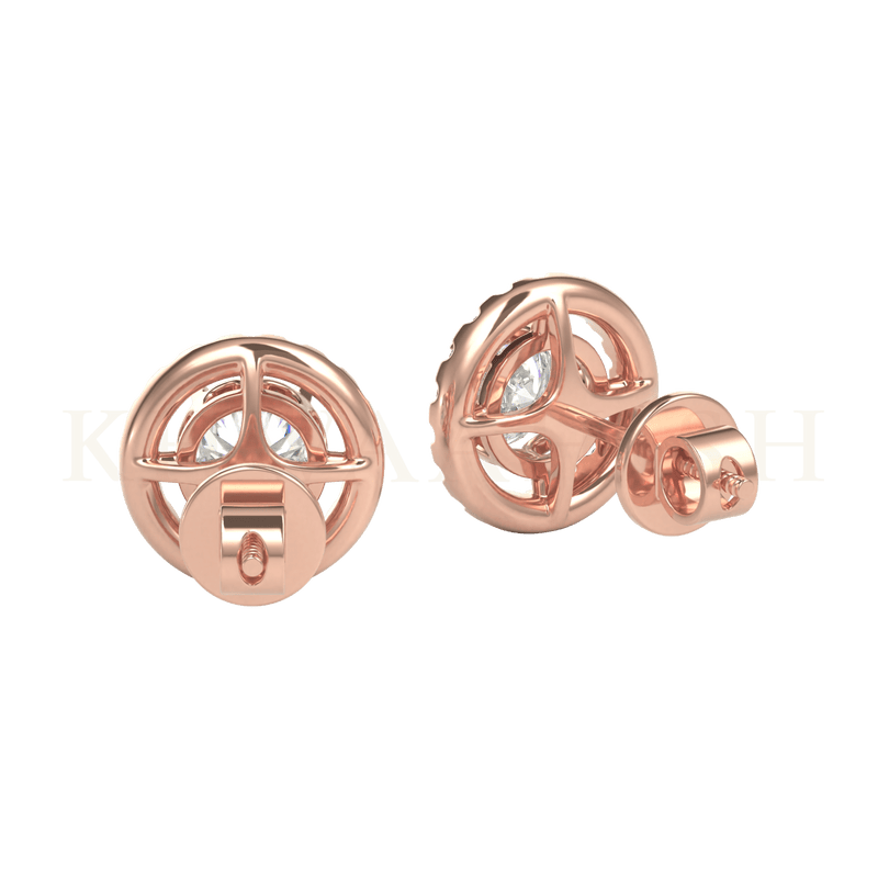 Backside view of 0.25 ct Star of Athens Diamond Stud Earrings in rose gold.