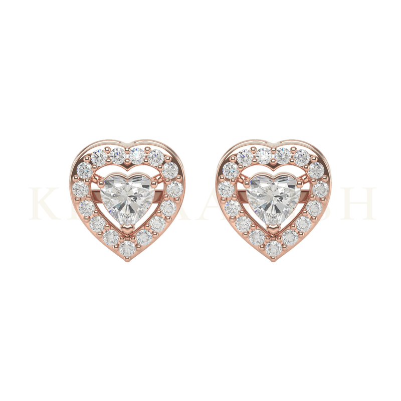 Front view of 0.25 ct Heart of Hearts Diamond Stud Earrings in rose gold.